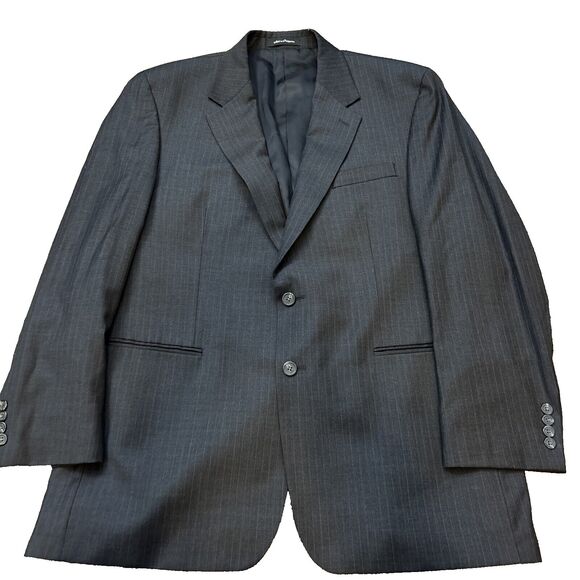 Polo Ralph Lauren Jacket Only Suit Gry Stripe 2 Button Wool 46L - Small cut top - Picture 1 of 13